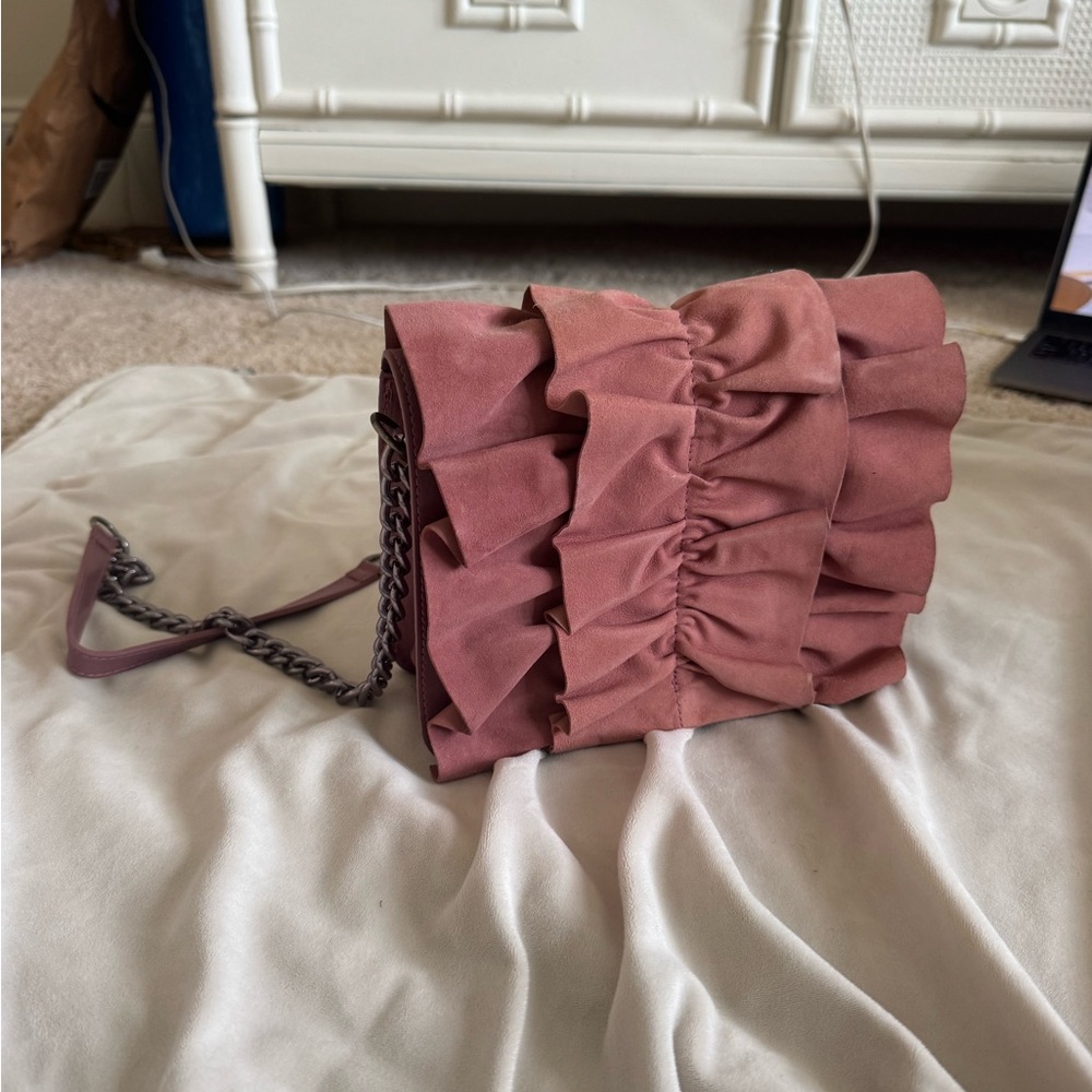 ZARA Ruffled Pink Shoulder Bag